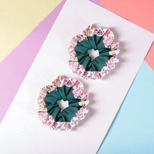 Floral Green Scrunchies Set